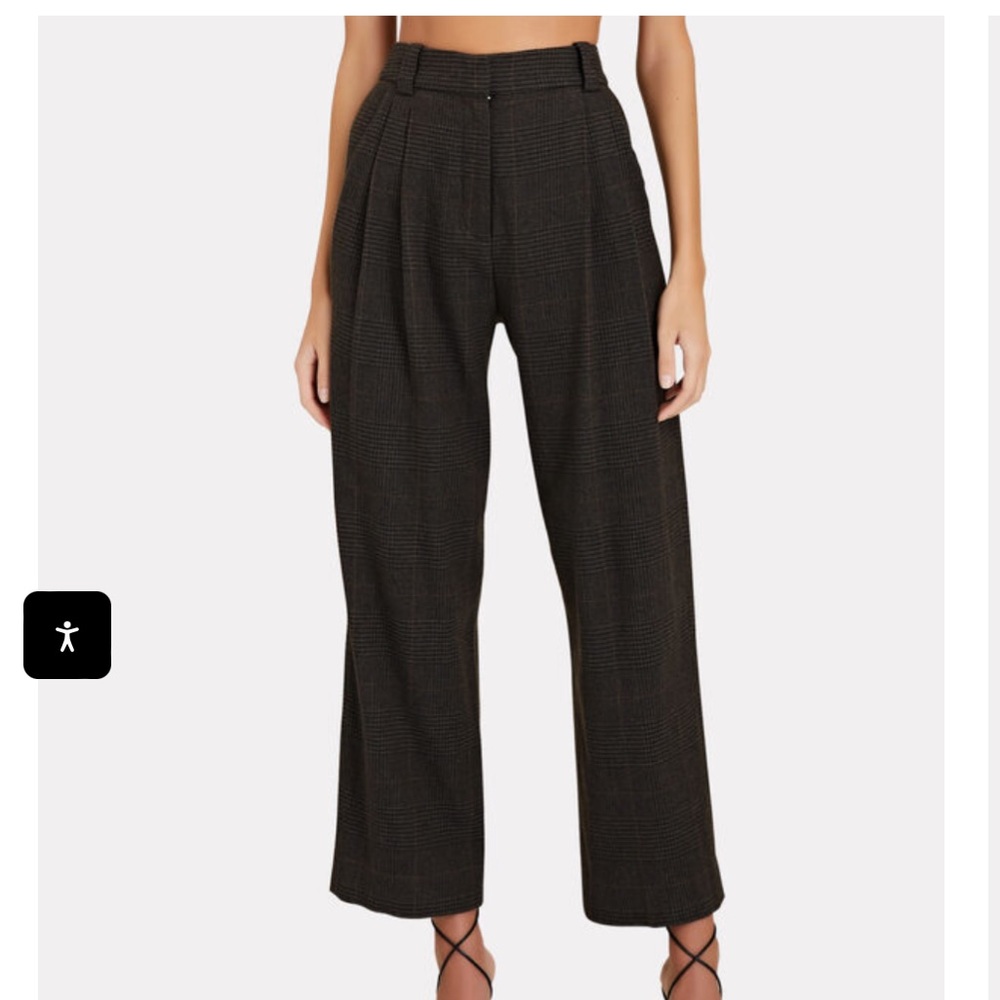 NWT A.L.C. FRANKLYN PLAID WOOL-BLEND STRAIGHT-LEG PANTS - size 8